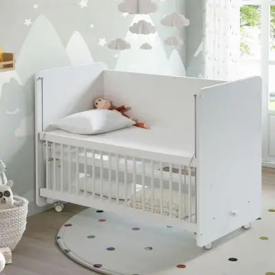 Babywhen Pratik Sallanır Tekerlekli Anne Yanı Bebek Beşik 60X120 Beyaz - 7