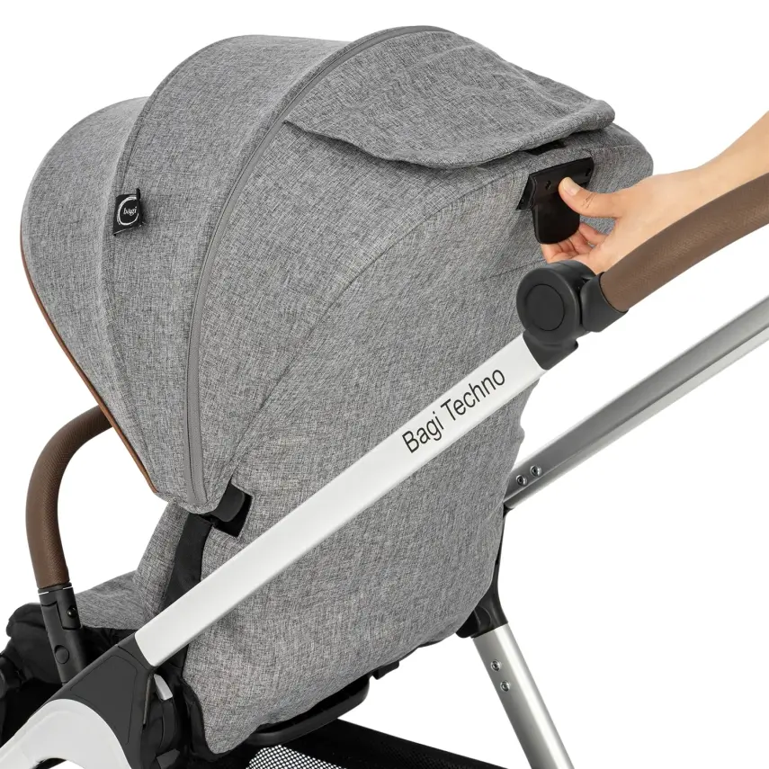 Bagi Techno Autofold Çift Yönlü Kolay Katlanabilir Bebek Arabası Gri - 12