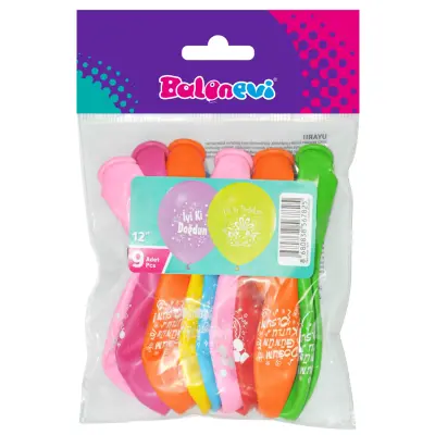 Balon Doğum Günü Baskılı Balon 9lu