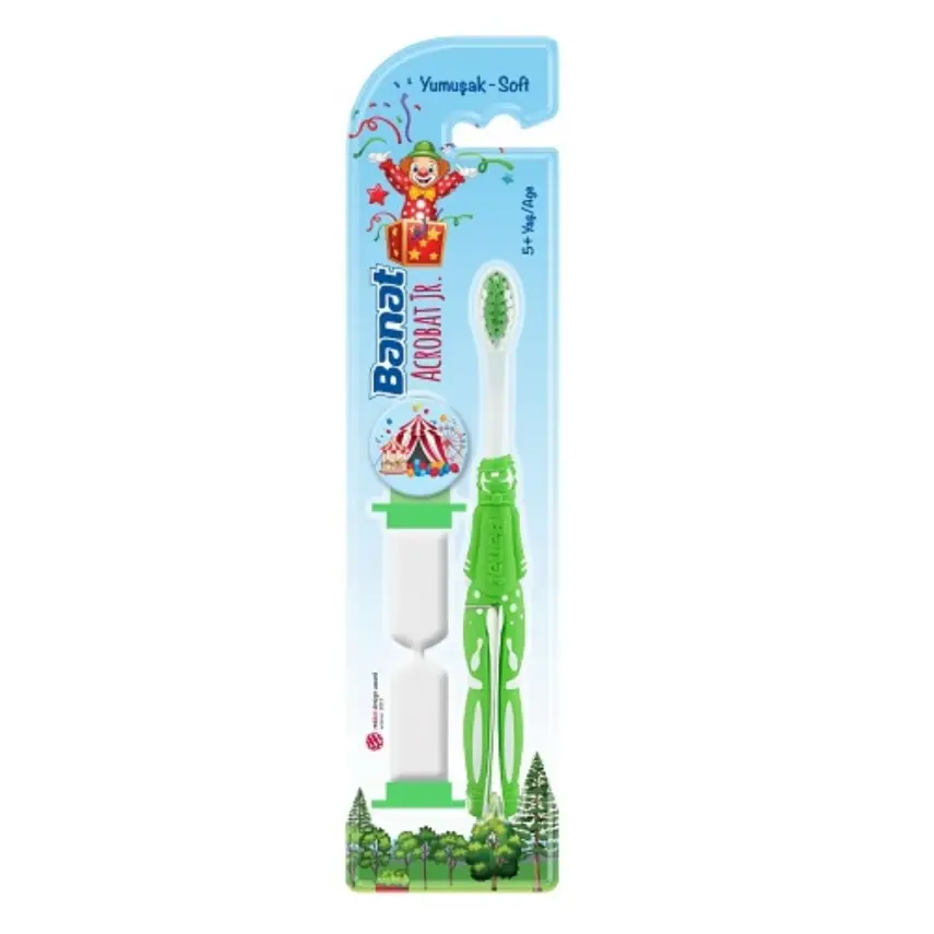 Banat Acrobat Jr Çocuk Diş Macunu 35 ml,Çocuk Diş Fırçası Kum Saatli Soft Acrobat Jr. 5+ Yaş - 4