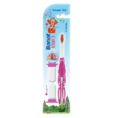 Banat Acrobat Jr Çocuk Diş Macunu 35 ml,Çocuk Diş Fırçası Kum Saatli Soft Acrobat Jr. 5+ Yaş - 2