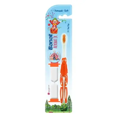 Banat Acrobat Jr Çocuk Diş Macunu 35 ml,Çocuk Diş Fırçası Kum Saatli Soft Acrobat Jr. 5+ Yaş - 5