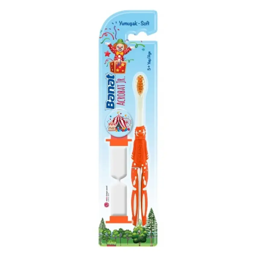 Banat Acrobat Jr Çocuk Diş Macunu 35 ml,Çocuk Diş Fırçası Kum Saatli Soft Acrobat Jr. 5+ Yaş - 5