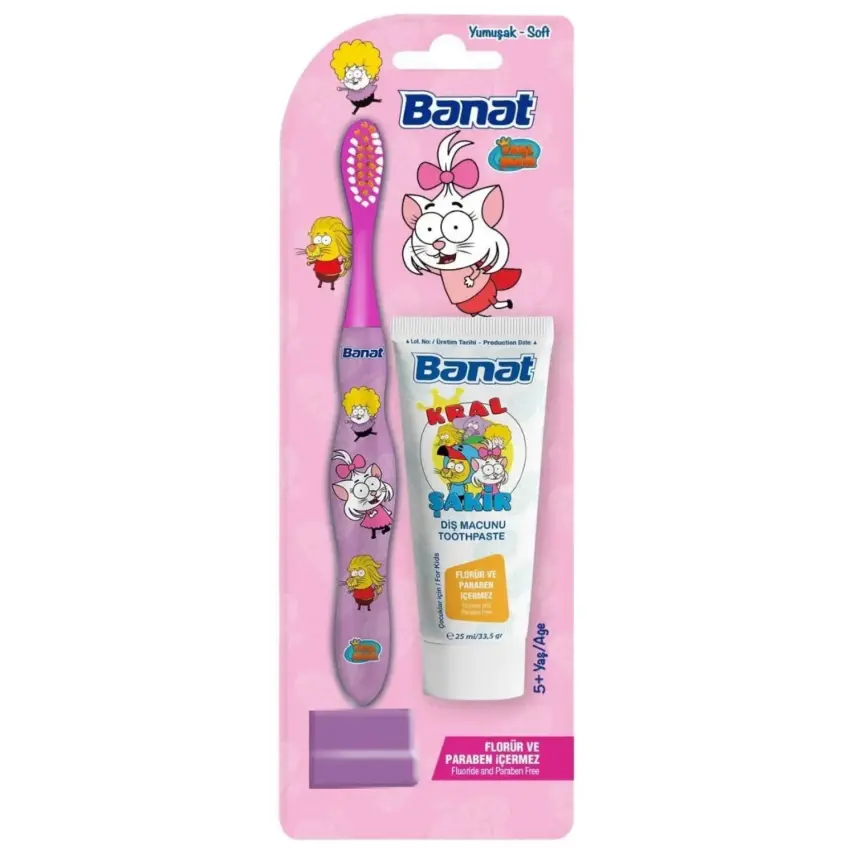 Banat Kral Şakir Çocuk Ağız Bakım Seti 25 ml Diş Macunlu Yumuşak - 1