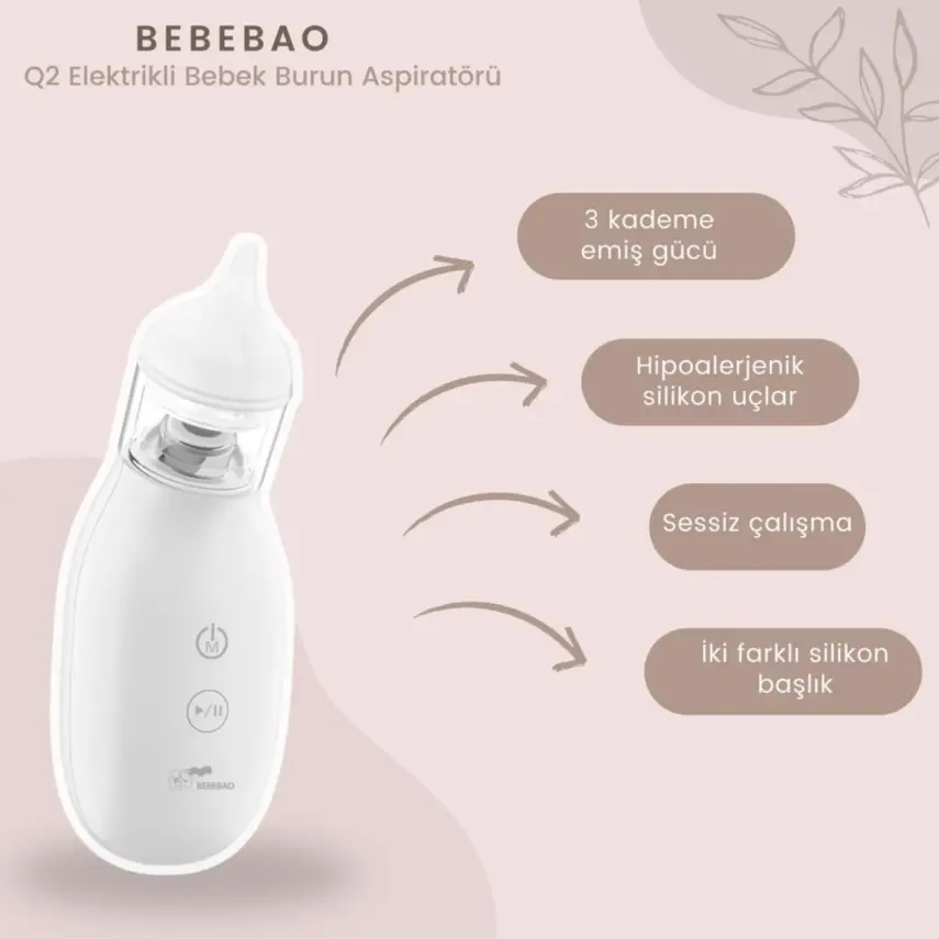 Bebebao Q2 Elektrikli Bebek Burun Aspiratörü Çocuk Burun Temizleme Makinesi Şarjlı - 2