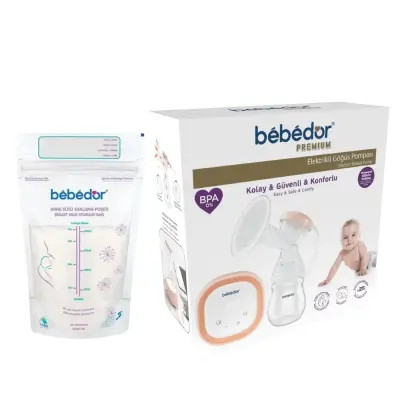 Bebedor Elektrikli Göğüs Pompası, Anne Sütü Saklama Poşeti 20li