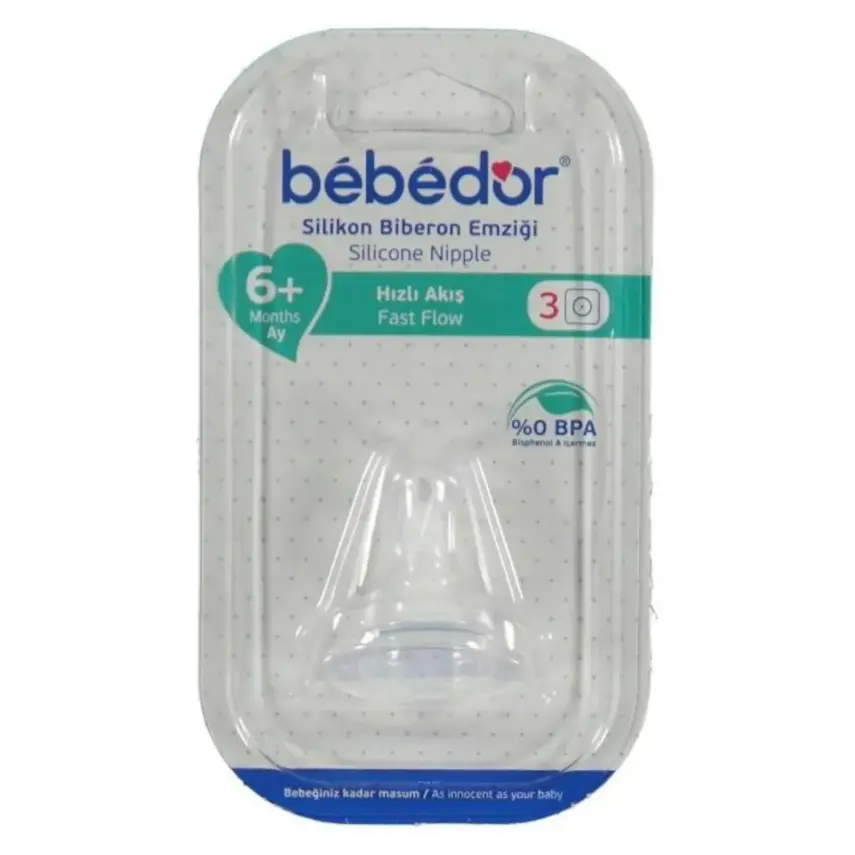 Bebedor Orta Akış 6+ Ay Silikon Yumuşak Biberon Emziği  - 1