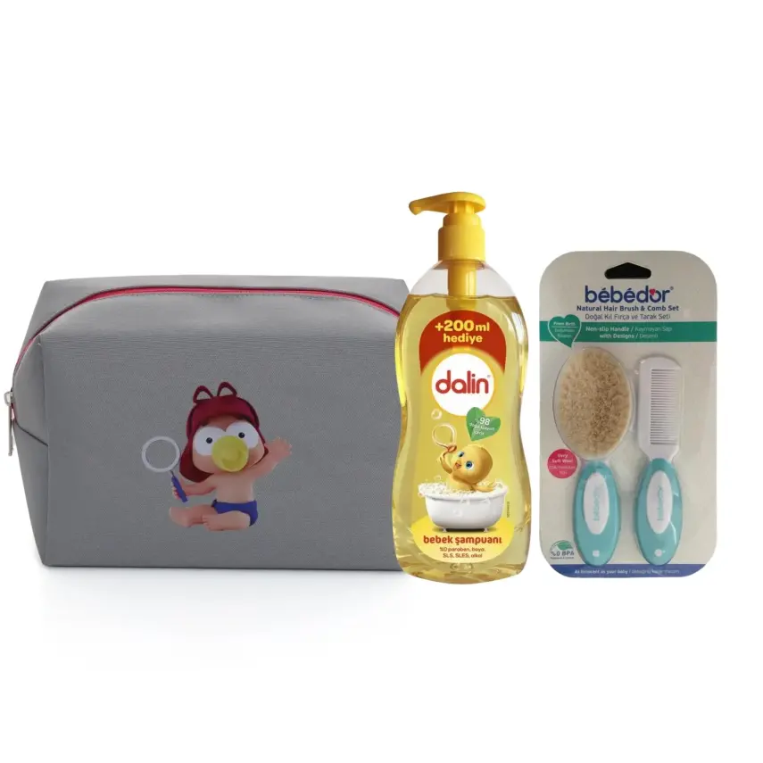 Bebek Bakım Seti Çantalı (Gri) - 1