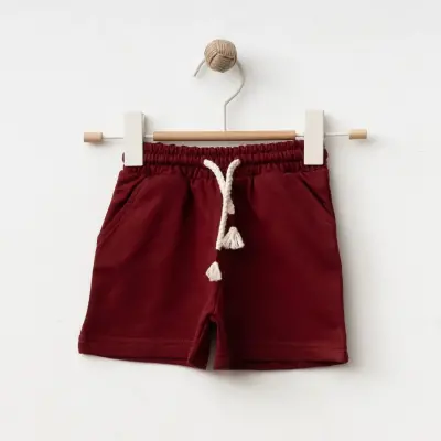 Bebolly Çocuk Şort Basic Bordo Unisex