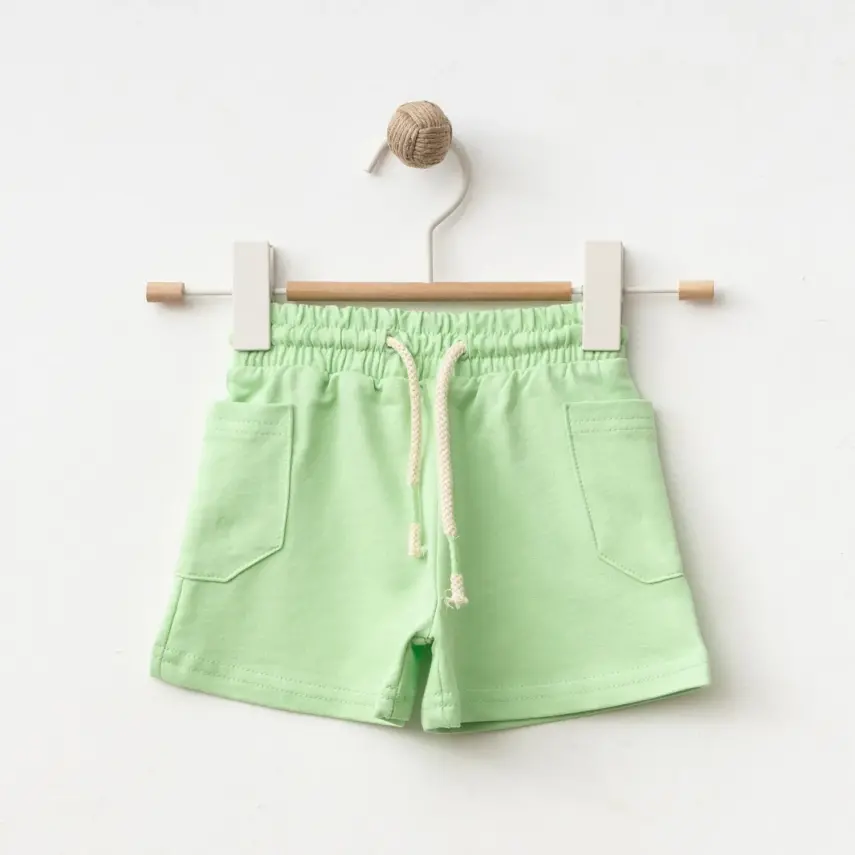 Bebolly Çocuk Şort Yan Cepli Fıstık Yeşili Unisex - 10
