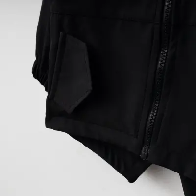 Bebolly Erkek Bebek Kapüşonlu Fermuarlı Cepli Yağmurluk Siyah - 3