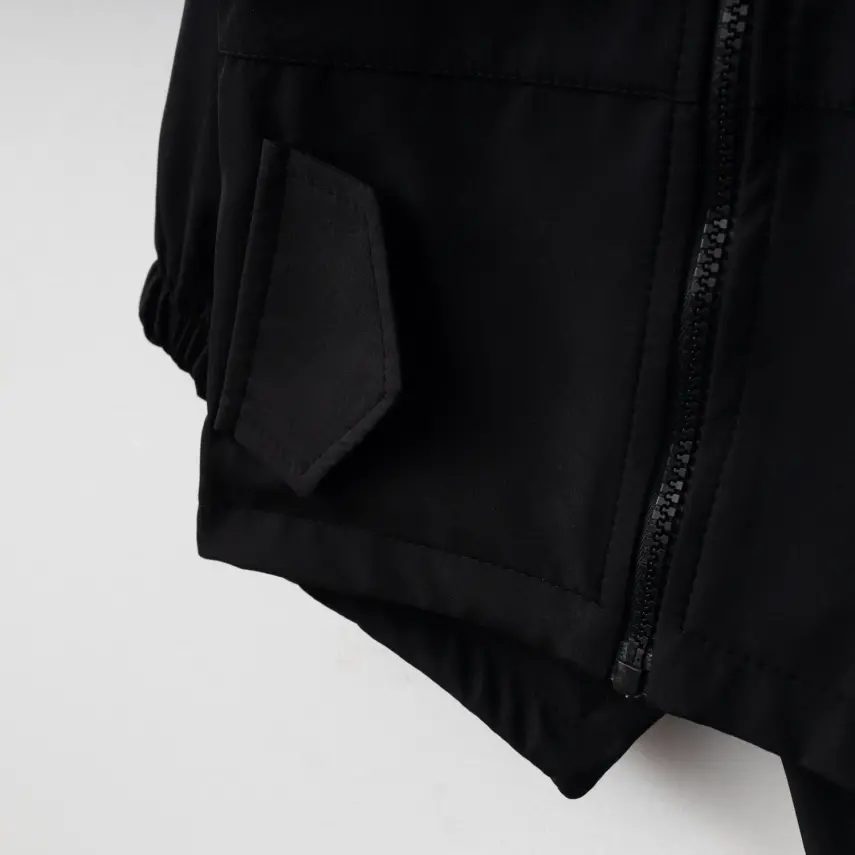 Bebolly Erkek Bebek Kapüşonlu Fermuarlı Cepli Yağmurluk Siyah - 3