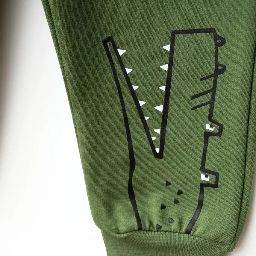 Bebolly Erkek Eşofman Altı Snap Baskılı Haki - 2