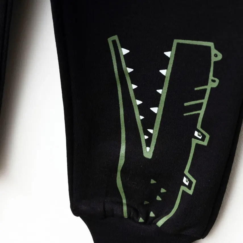 Bebolly Erkek Eşofman Altı Snap Baskılı Siyah - 8