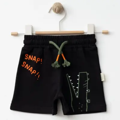 Bebolly Erkek Şort Snap Baskılı Siyah