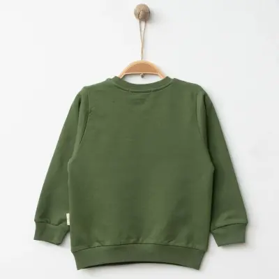 Bebolly Erkek Sweatshirt Snap Baskılı Haki - 6