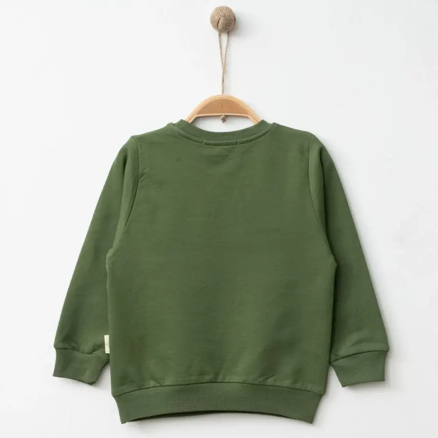 Bebolly Erkek Sweatshirt Snap Baskılı Haki - 6