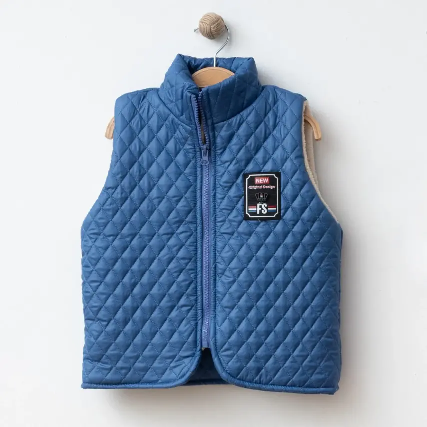 Bebolly Erkek Yelek Baklava Desenli İndigo - 1