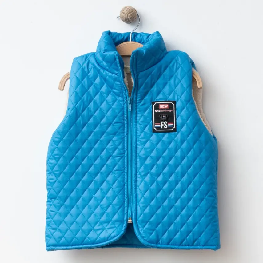 Bebolly Erkek Yelek Baklava Desenli Mavi - 4