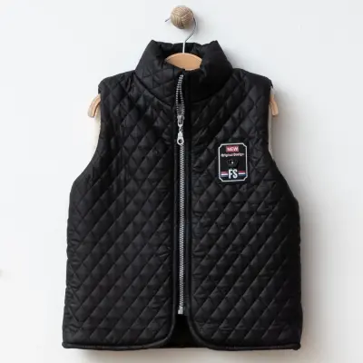 Bebolly Erkek Yelek Baklava Desenli Siyah