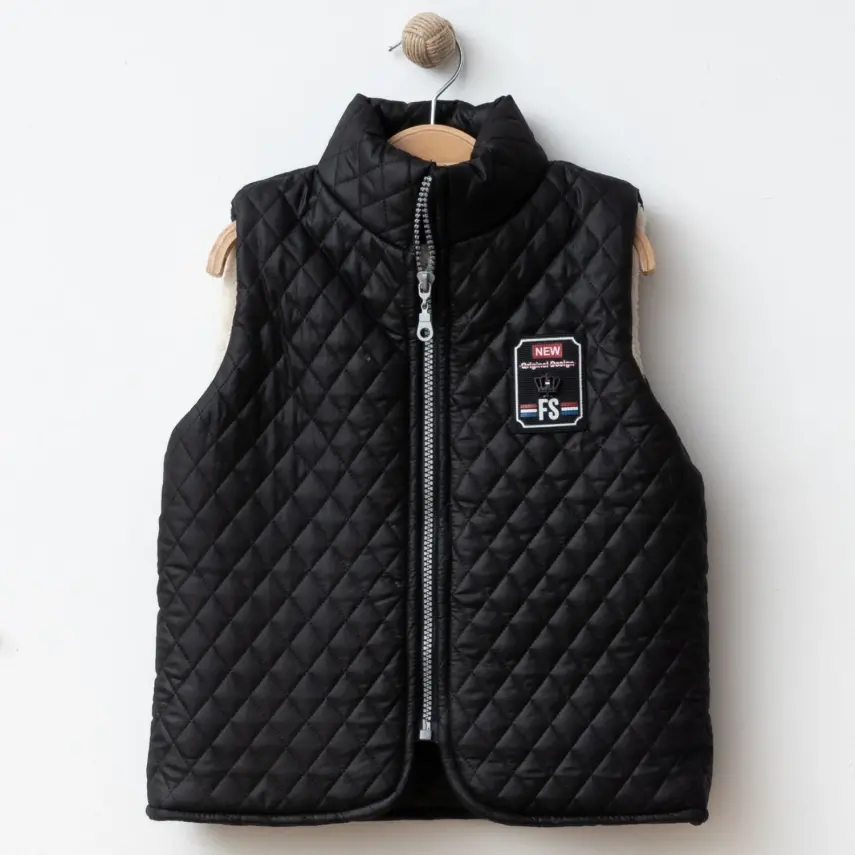 Bebolly Erkek Yelek Baklava Desenli Siyah - 1