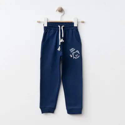 Bebolly Hello Sunday Ayıcıklı Baskılı Erkek Çocuk Eşofman Altı Lacivert - 4