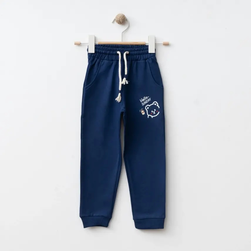 Bebolly Hello Sunday Ayıcıklı Baskılı Erkek Çocuk Eşofman Altı Lacivert - 4