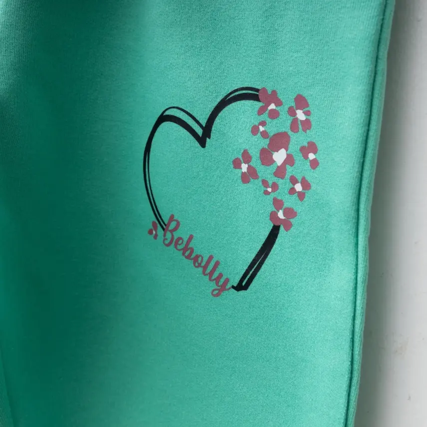 Bebolly Kalp Baskılı Kız Çocuk Eşofman Altı Mint - 3