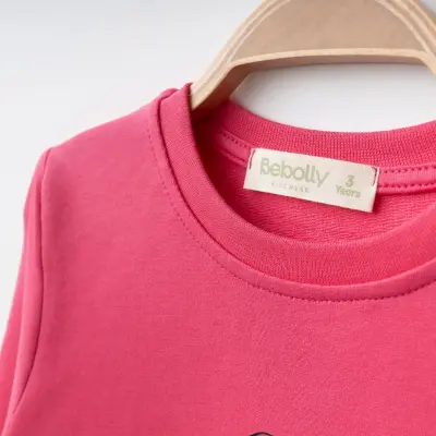 Bebolly Kalp Baskılı Kız Çocuk Sweatshirt Fuşya - 6
