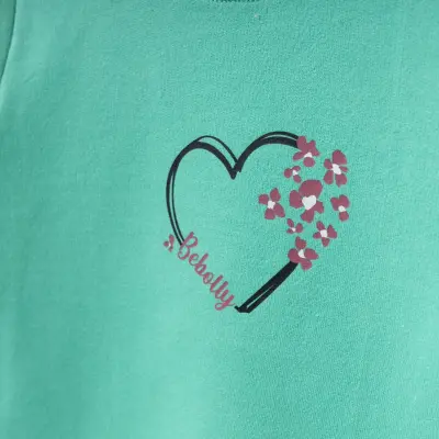 Bebolly Kalp Baskılı Kız Çocuk Sweatshirt Mint - 6