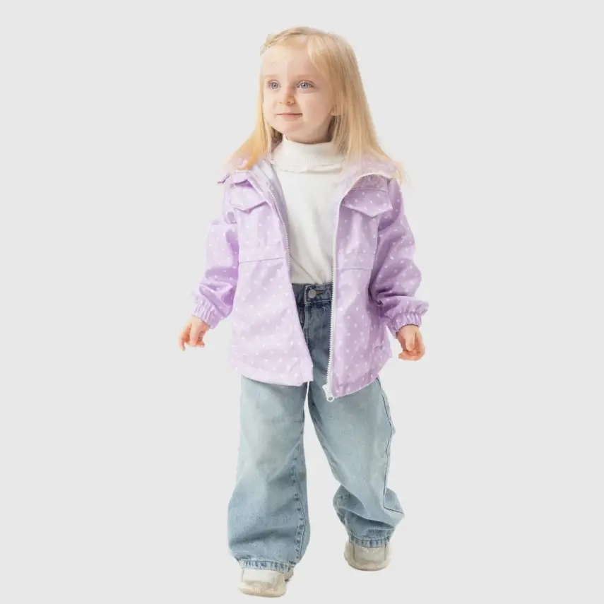 Bebolly Kız Bebek Puantiyeli Yağmurluk Lila - 6
