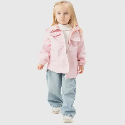 Bebolly Kız Bebek Puantiyeli Yağmurluk Pudra