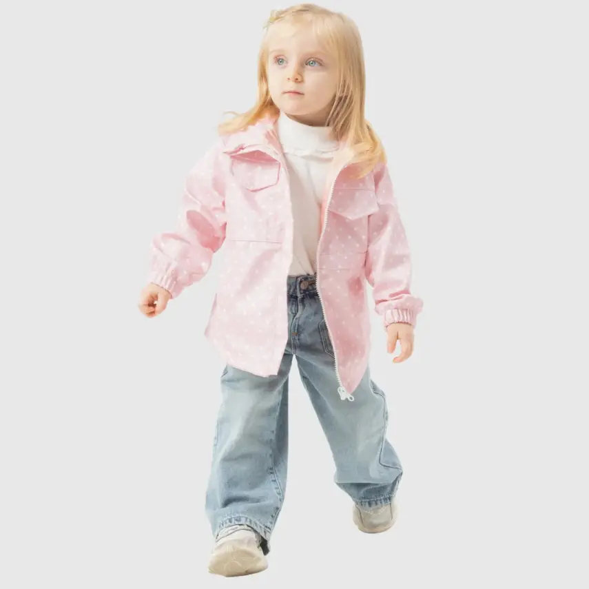 Bebolly Kız Bebek Puantiyeli Yağmurluk Pudra - 2