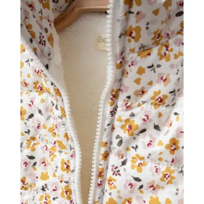 Bebolly Kız Yelek Çiçek Baskılı Ekru - 2
