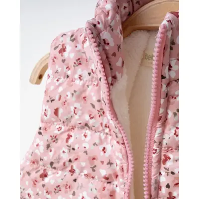 Bebolly Kız Yelek Çiçek Baskılı Pembe - 3