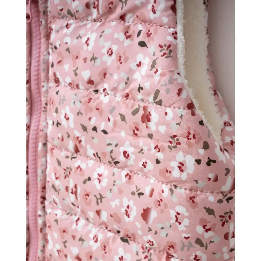 Bebolly Kız Yelek Çiçek Baskılı Pembe - 5