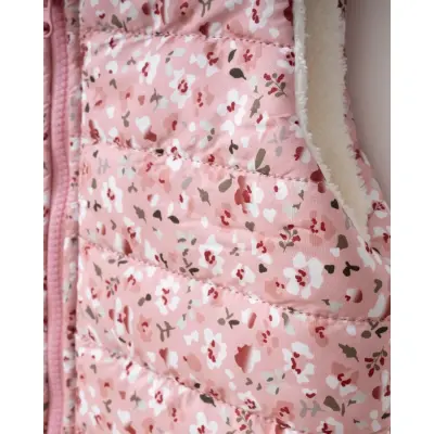 Bebolly Kız Yelek Çiçek Baskılı Pembe - 6