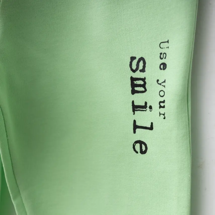 Bebolly Smile Baskılı Boyalı Çocuk Eşofman Altı Unisex Fıstık Yeşili - 4