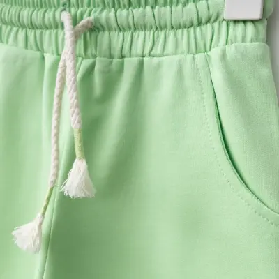 Bebolly Smile Baskılı Boyalı Çocuk Eşofman Altı Unisex Fıstık Yeşili - 2