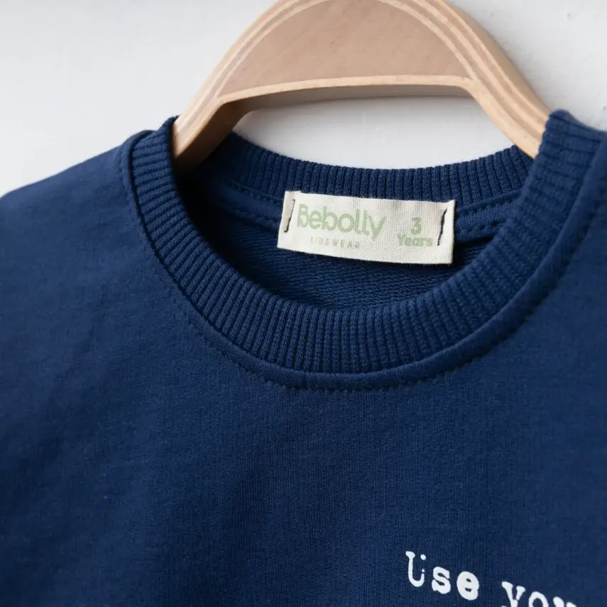 Bebolly Smile Baskılı Boyalı Erkek Çocuk Sweatshirt Lacivert - 2