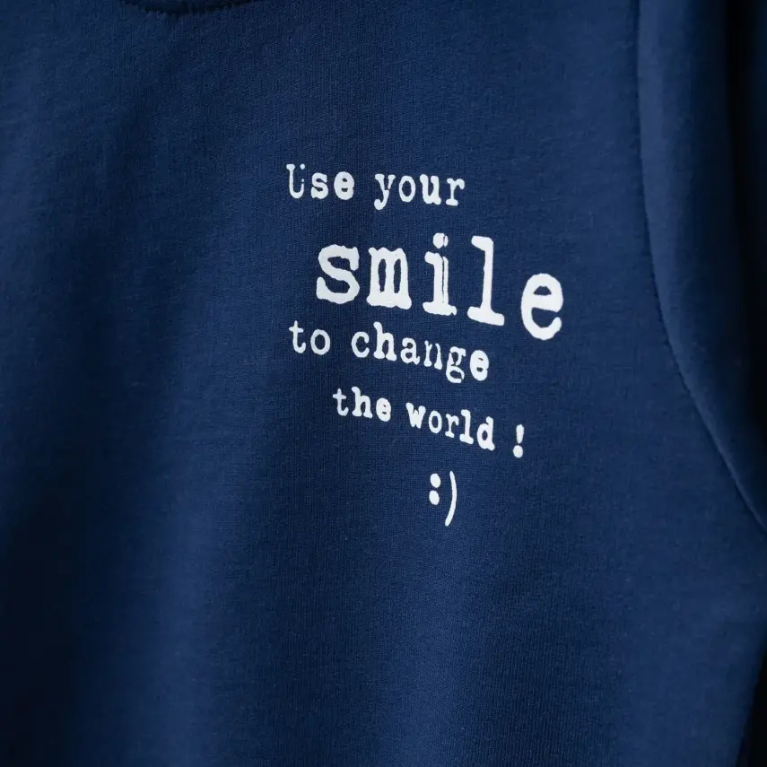 Bebolly Smile Baskılı Boyalı Erkek Çocuk Sweatshirt Lacivert - 5