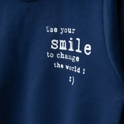 Bebolly Smile Baskılı Boyalı Erkek Çocuk Sweatshirt Lacivert - 6