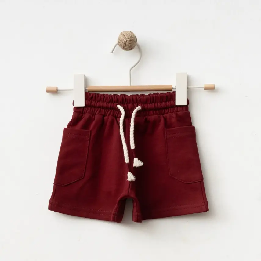 Bebolly Şort Yan Cepli Bordo - 1