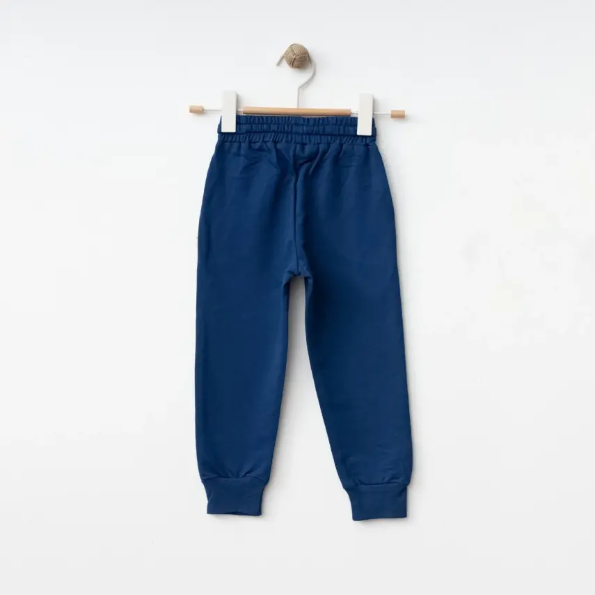 Bebolly Unisex Eşofman Altı Gülenyüz Baskılı Lacivert - 2