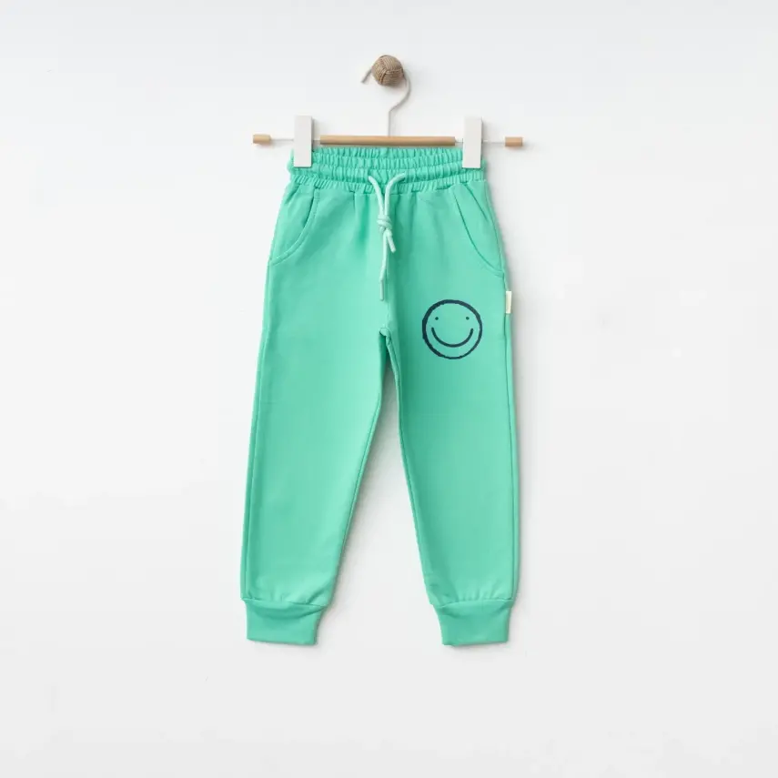 Bebolly Unisex Eşofman Altı Gülenyüz Baskılı Mint - 1