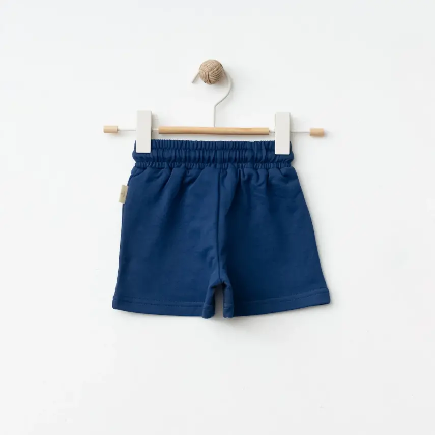 Bebolly Unisex Şort Happy Baskılı Lacivert - 2