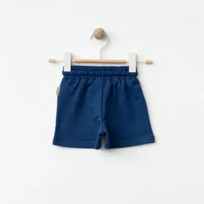 Bebolly Unisex Şort Happy Baskılı Lacivert - 4