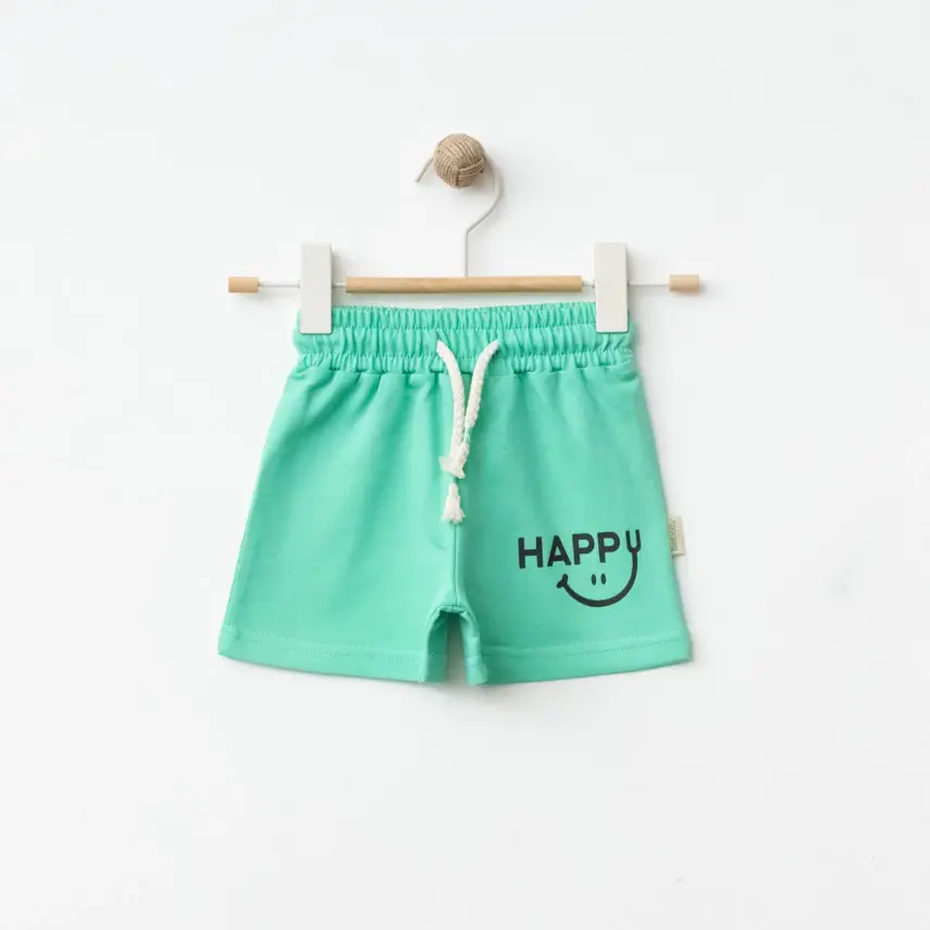 Bebolly Unisex Şort Happy Baskılı Mint - 1