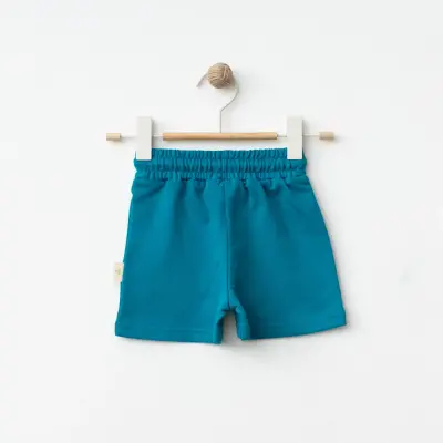 Bebolly Unisex Şort Happy Baskılı Turkuaz - 4