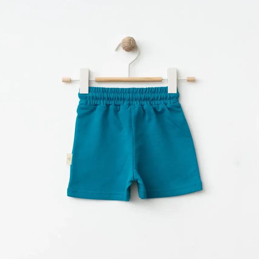 Bebolly Unisex Şort Happy Baskılı Turkuaz - 6